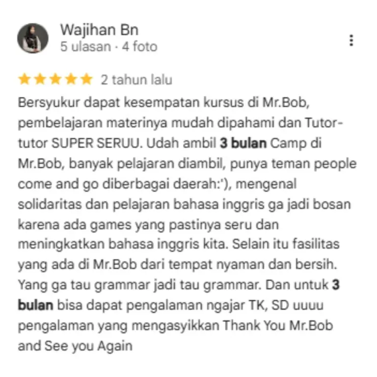 Mr. Bob program 3 bulan