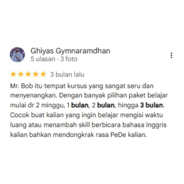 Mr. Bob program 3 bulan