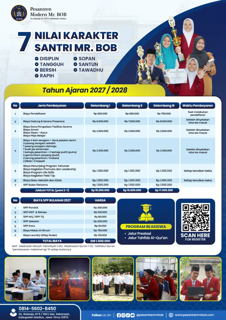 biaya masuk pesantren mr. bob